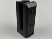 Side mount clamp for glass pool fences in matt black